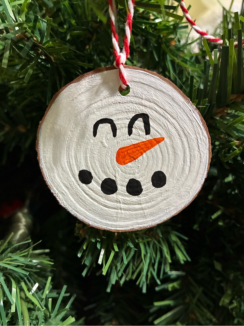 Delighted Snowman Painted Ornament